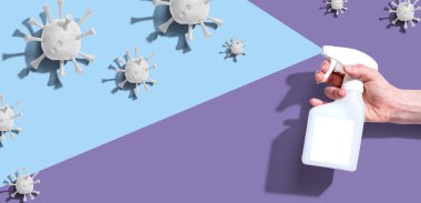 Salgın hastalıklı sprey şişesi konsepti