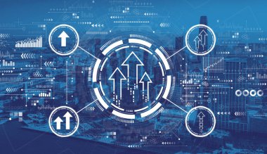 San Francisco şehir merkeziyle yükselen ok teması