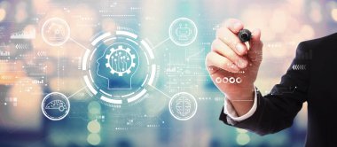 İş adamıyla gelecek teknoloji konsepti