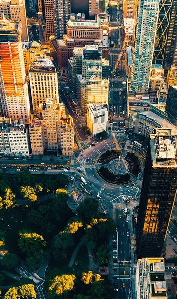 Aerial view of Columbus Circle and Central Park in NY City — Stock Photo, Image