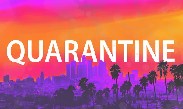 Quarantäne-Thema mit Wolkenkratzern in der Innenstadt von Los Angeles — Stockfoto