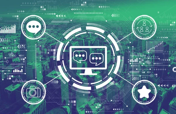 San Francisco şehir merkeziyle sosyal medya teması