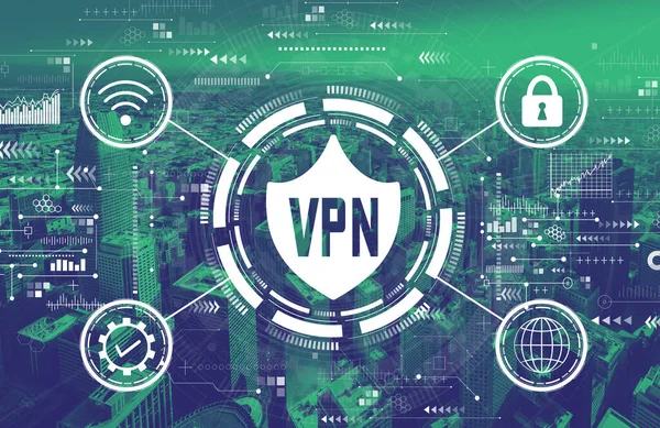 VPN-Konzept mit der Innenstadt von San Francisco — Stockfoto