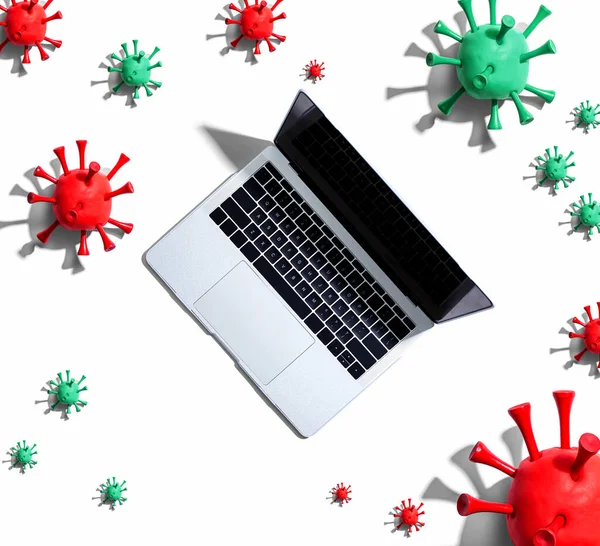 Комп'ютер ноутбука з концепцією епідемічного грипу — стокове фото