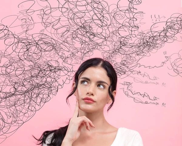 Confused concept with young woman — Stock Photo, Image