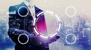 İş adamıyla teknoloji çemberi