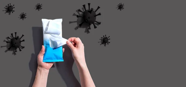 Essuie-glace avec concept de coronavirus — Photo