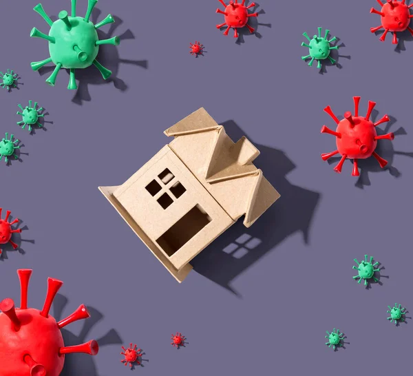 Maison avec concept grippal et coronavirus — Photo