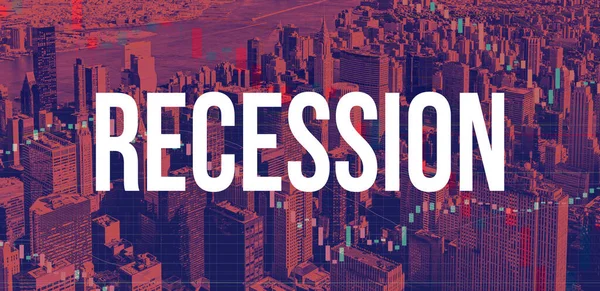 Recession tema med New York City skyskrapor — Stockfoto