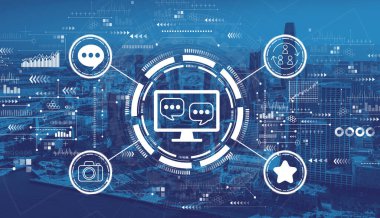 San Francisco şehir merkeziyle sosyal medya teması