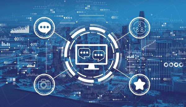 San Francisco şehir merkeziyle sosyal medya teması