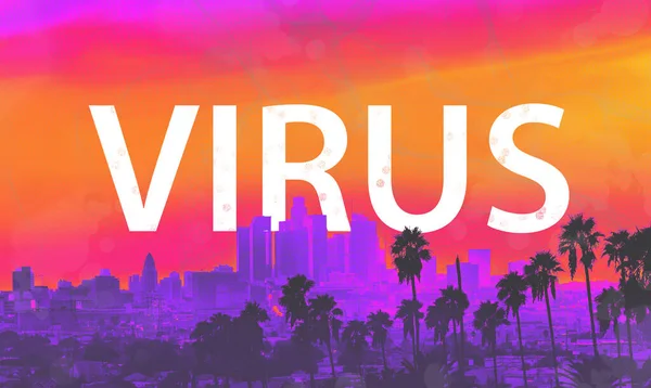 Tema Virus con rascacielos del centro de Los Ángeles —  Fotos de Stock