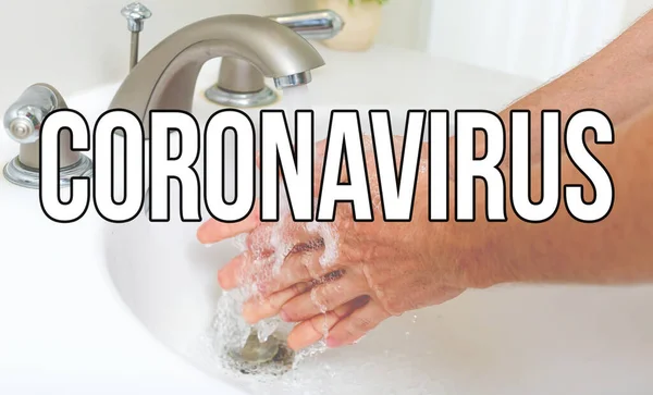 Coronavirus thème avec une personne se lavant les mains — Photo