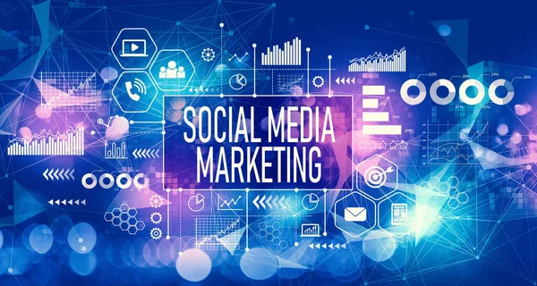 Social Media Marketing Konzept mit Technologie light Hintergrund — Stockfoto