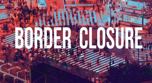 Border Closure Theme with people crossing an intersection — Stock Photo, Image