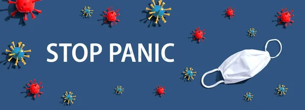 Зупинити паніку з вірусом і білою маскою — стокове фото