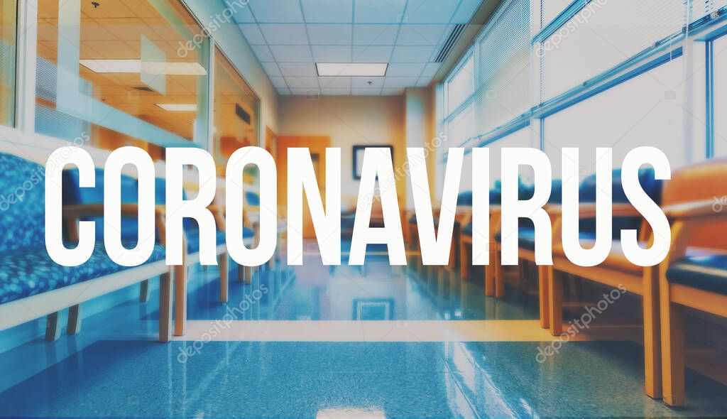 Coronavirus theme with a medical waiting room background
