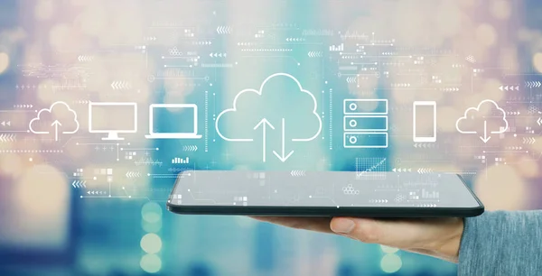 Cloud computing con tablet — Foto Stock