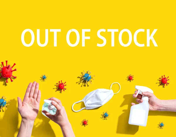 Out of stock theme with viral and hygiene objects — Stock Photo, Image