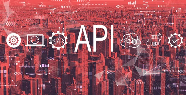 API - application programming interface concept with the New York City