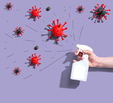 Salgın hastalıklı sprey şişesi konsepti