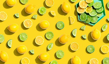 Taze limon ve limon manzarası