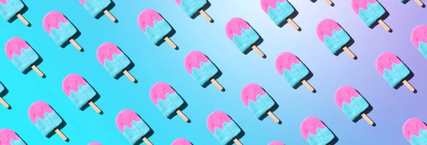 Pink and blue popsicles with shadow — Stock Photo, Image