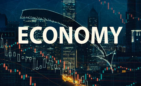 Economy theme with Chicago skyscrapers — Stock Photo, Image