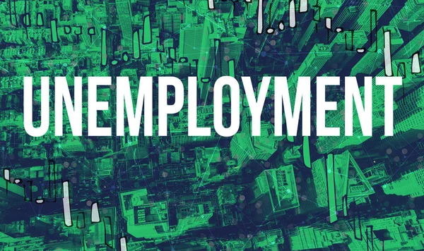 Thema Arbeitslosigkeit mit Luftaufnahme der Wolkenkratzer von Manhattan NY — Stockfoto