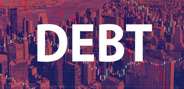 与纽约市摩天大楼的债务主题 — 图库照片