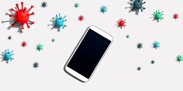 Smartfon z koncepcją epidemii grypy — Zdjęcie stockowe