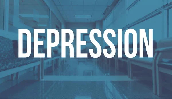 Tema depressione con uno sfondo sala d'attesa medica — Foto Stock