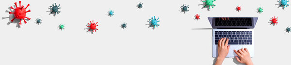Ноутбук с концепцией эпидемического гриппа