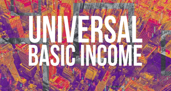 Tema Universal Basic Income con Manhattan New York — Foto Stock