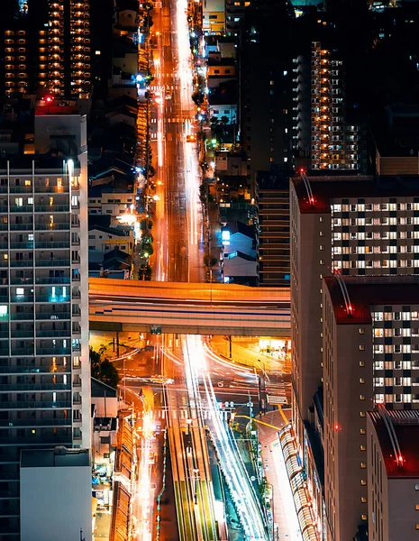 Vista aérea de um cruzamento em Osaka — Fotografia de Stock