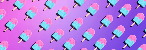 Pink and blue popsicles with shadow — Stock Photo, Image