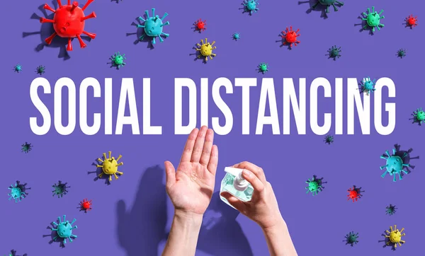 Social Distancing theme with hand sanitizer