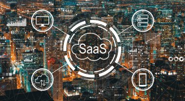SaaS - Chicago şehir merkezindeki gökdelenler için hizmet kavramı olarak bir yazılım