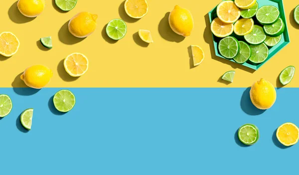 Friss citrom és lime felülnézetből — Stock Fotó