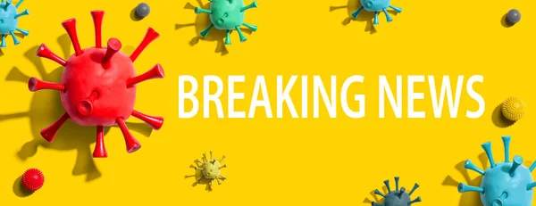 Tema Breaking News con objetos de arte de virus — Foto de Stock