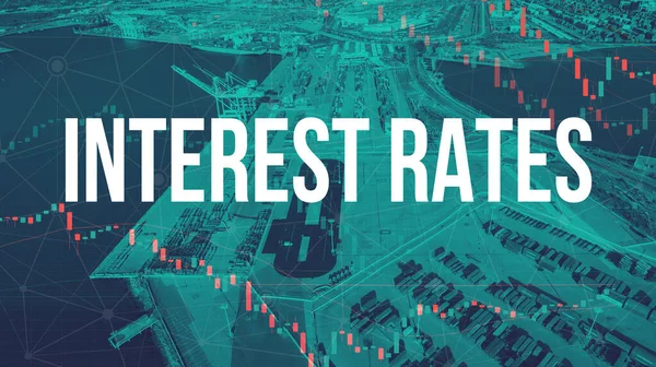 Interest Rates theme with US shipping port