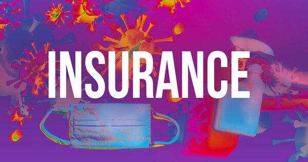 Insurance theme with face mask and spray bottle