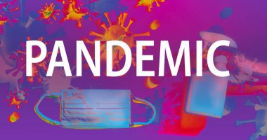 Yüz maskesi ve sprey şişesiyle salgın teması