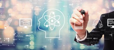 İş adamıyla çevrimiçi eğitim kavramı