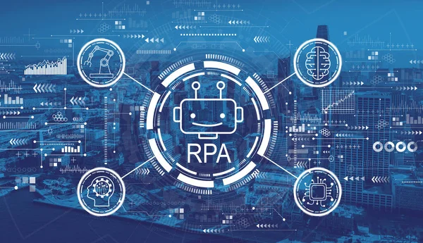 Robotic process automation concept with downtown San Francisco