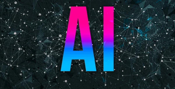 Artificiell intelligens tema med abstrakta nätverksmönster — Stockfoto