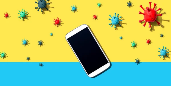 Ponsel pintar dengan konsep epidemi influenza — Stok Foto