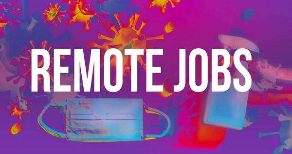 Remote Jobs theme with face mask and spray bottle