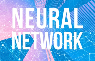 Soyut desenleri ve gökdelenleri olan sinirsel Ağ temasıName