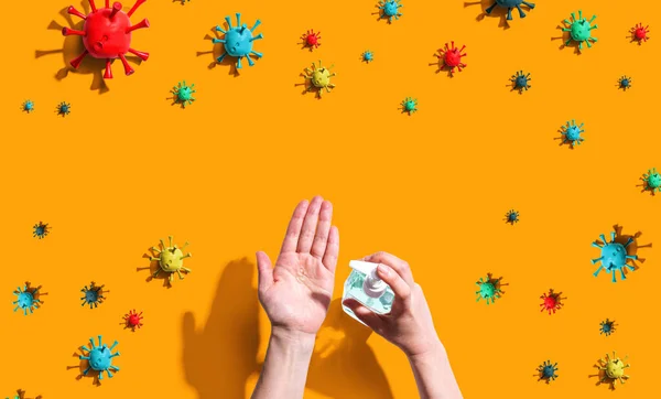 손을 씻는 사람 과 코로나 바이러스의 개념 — 스톡 사진